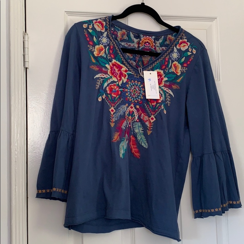 Johnny was long sleeve embroidered tee